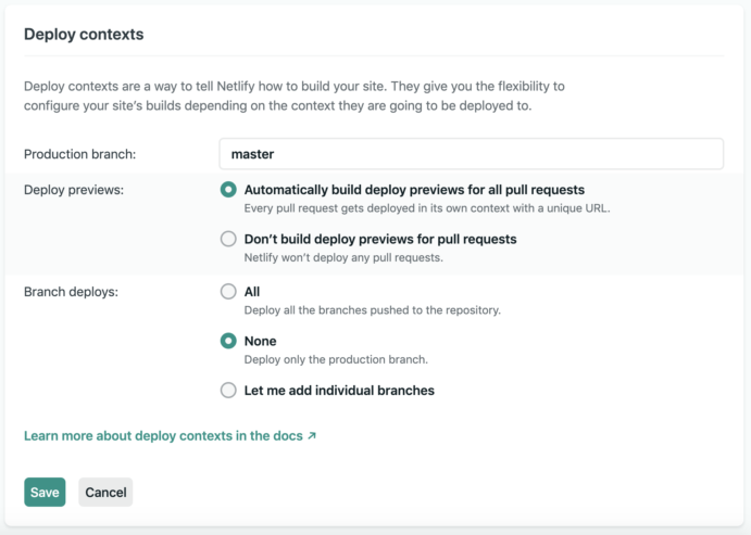 Deploy contextsの設定画面の画像